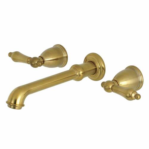 Kingston Brass KS7127AL English Country Double-Handle Wall-Mount Faucet, Brushed Brass