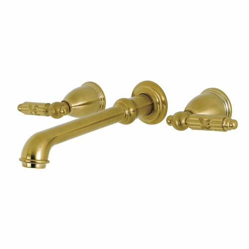 Kingston Brass KS7127GL Georgian Brushed Brass Double-Handle Wall Mount Bathroom Faucet