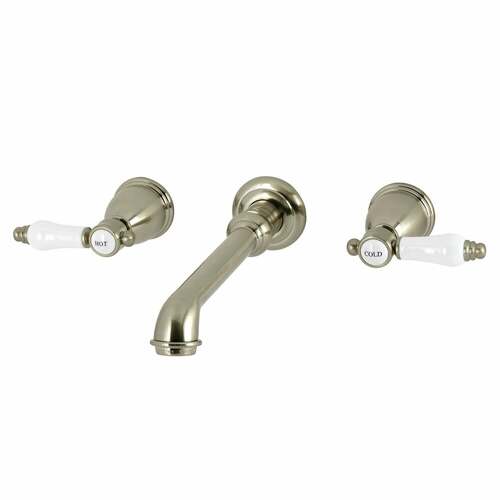 Kingston Brass KS7128BPL Bel-Air Brushed Nickel Double-Handle Wall Mount Bathroom Faucet