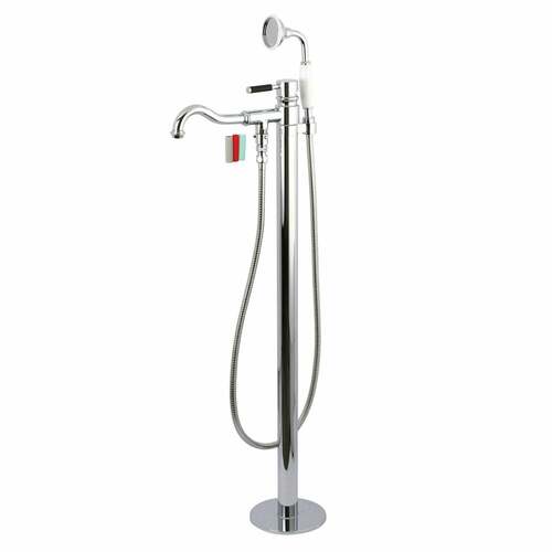 Kingston Brass KS7131DKL Kaiser Polished Chrome Freestanding Tub Faucet with Hand Shower
