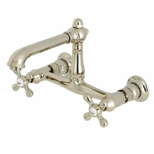 Kingston Brass KS7246AX English Country Double-Handle Wall Mount Faucet, Polished Nickel