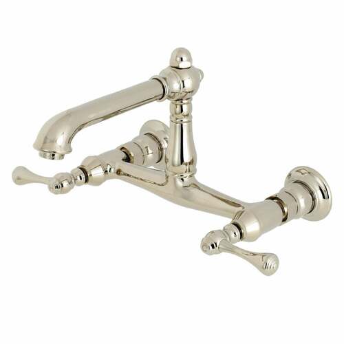Kingston Brass KS7246BL English Country Double-Handle Wall Mount Faucet, Polished Nickel