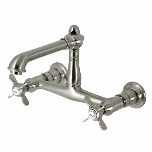 Kingston Brass KS7248BEX Essex Double-Handle Wall Mount Bathroom Faucet, Brushed Nickel