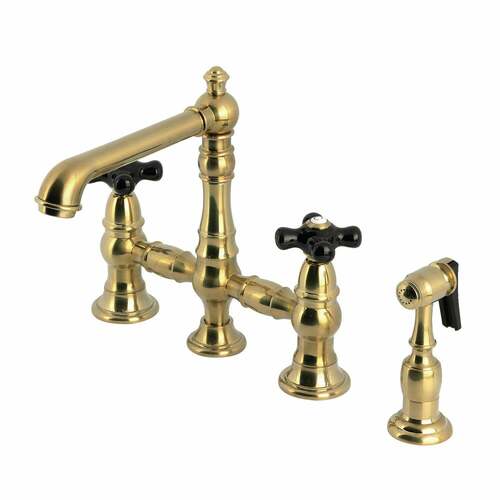 Kingston Brass KS7277PKXBS Duchess Brushed Brass Kitchen Faucet with Side Sprayer
