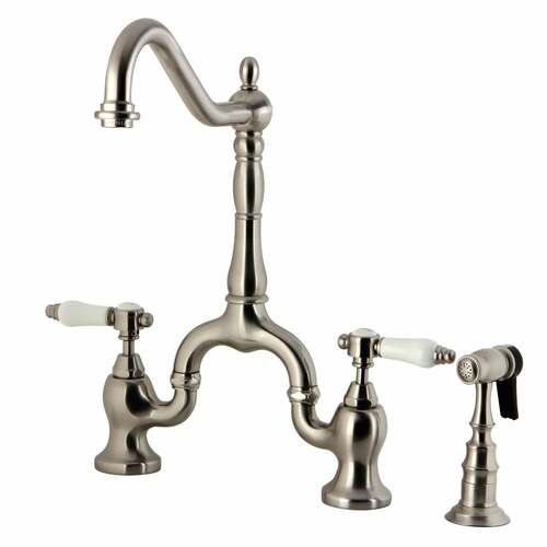 Kingston Brass KS7758BPLBS Bel-Air Brushed Nickel Kitchen Faucet with Brass Side Sprayer