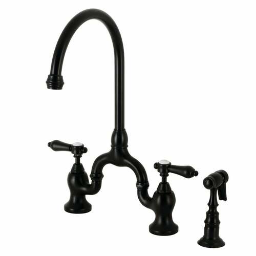 Kingston Brass KS7790BALBS Heirloom Matte Black Kitchen Faucet with Brass Side Sprayer