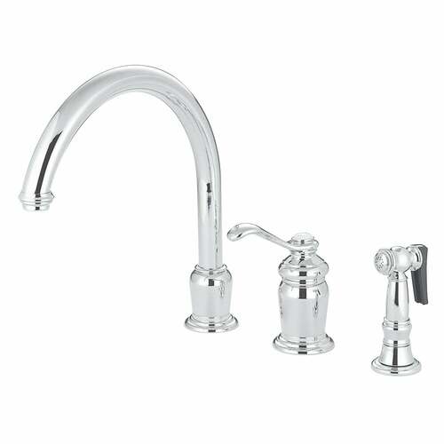 Kingston Brass KS7821TLBS Templeton Single-Handle Widespread Kitchen Faucet with Brass Sprayer, Chrome