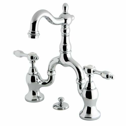 Kingston Brass KS7971TAL Tudor Bridge Polished Chrome Bathroom Faucet with Brass Pop-Up