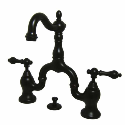 Kingston Brass KS7975AL English Country Bridge Bathroom Faucet, Oil Rubbed Bronze with Brass Pop-Up