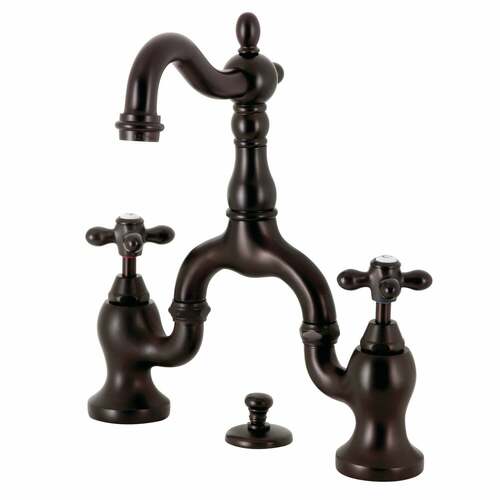 Kingston Brass KS7975AX English Country Bridge Bathroom Faucet, Oil Rubbed Bronze with Brass Pop-Up