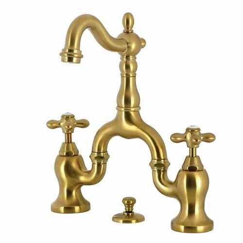 Kingston Brass KS7977AX English Country 2-Handle 3-Hole Deck Mount Bathroom Faucet, Brushed Brass