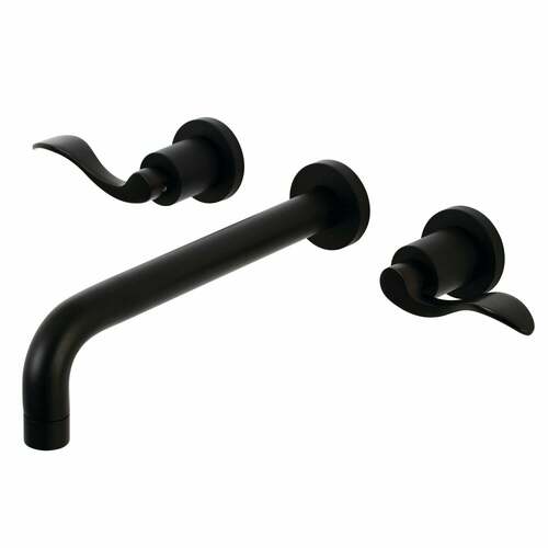 Kingston Brass KS8020DFL NuWave Matte Black Two-Handle Wall Mount Roman Tub Faucet