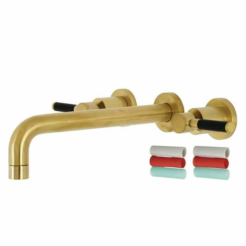Kingston Brass KS8027DKL Kaiser Brushed Brass Two-Handle Wall Mount Roman Tub Faucet