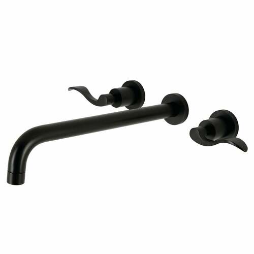 Kingston Brass KS8040DFL NuWave Matte Black Two-Handle Wall Mount Roman Tub Faucet