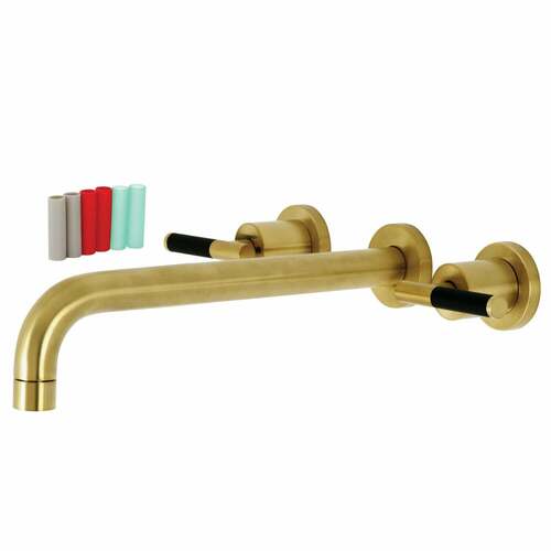 Kingston Brass KS8057CKL Kaiser Brushed Brass Two-Handle Wall Mount Roman Tub Faucet