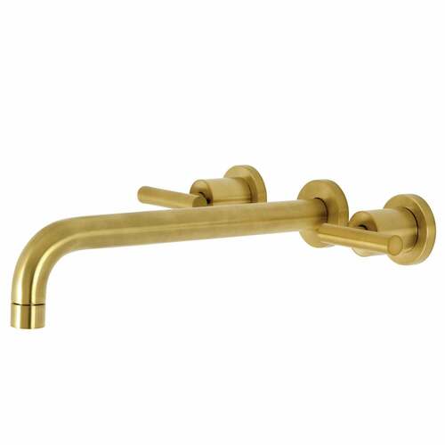 Kingston Brass KS8057CML Manhattan Wall Mount Two-Handle Roman Tub Faucet, Brushed Brass