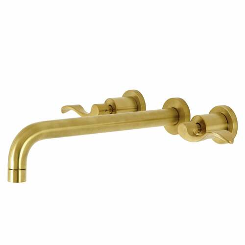 Kingston Brass KS8057DFL NuWave Brushed Brass Two-Handle Wall Mount Roman Tub Faucet
