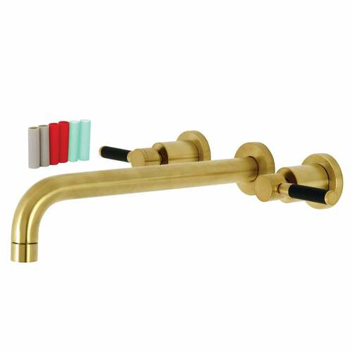 Kingston Brass KS8057DKL Kaiser Brushed Brass Two-Handle Wall Mount Roman Tub Faucet