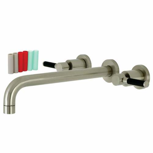 Kingston Brass KS8058DKL Kaiser Brushed Nickel Two-Handle Wall Mount Roman Tub Faucet