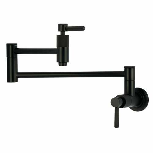 Kingston Brass KS8100KNL Convergent Matte Black Wall Mount Pot Filler Faucet with Knurled Handles
