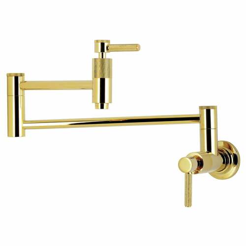 Kingston Brass KS8102KNL Convergent Wall Mount Pot Filler Faucet, 2-Handle, Polished Brass