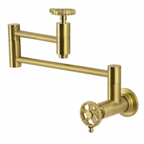 Kingston Brass KS8107CG Fuller Brushed Brass Wall Mount Pot Filler Faucet