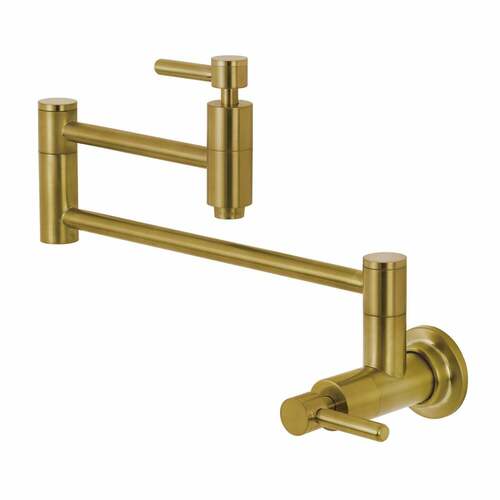 Kingston Brass KS8107DL Concord Brushed Brass Wall Mount Pot Filler Faucet