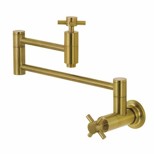 Kingston Brass KS8107DX Concord Brushed Brass Wall Mount Pot Filler Faucet