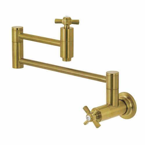 Kingston Brass KS8107ZX Millennium Brushed Brass Wall Mount Pot Filler Faucet