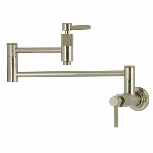 Kingston Brass KS8108KNL Convergent Two-Handle Wall Mount Pot Filler Faucet, Brushed Nickel