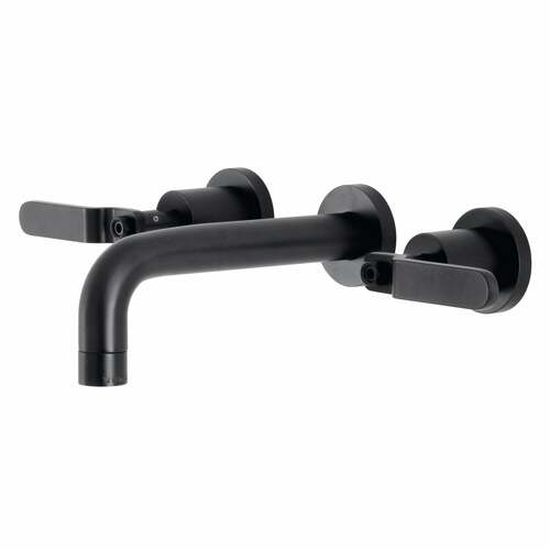 Kingston Brass KS8120KL Whitaker Matte Black Double-Handle Wall Mount Bathroom Faucet