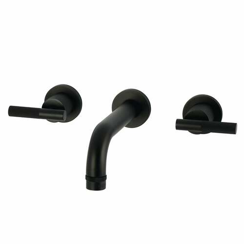 Kingston Brass KS8120KNL Convergent Double-Handle Wall Mount Bathroom Faucet, Matte Black
