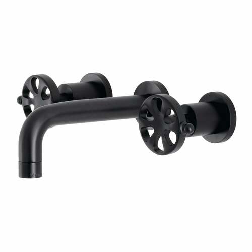 Kingston Brass KS8120RX Belknap Matte Black Double-Handle Wall Mount Bathroom Faucet