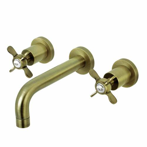 Kingston Brass KS8123BEX Essex Antique Brass Double-Handle Wall Mount Bathroom Faucet