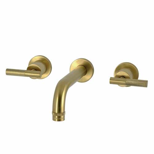 Kingston Brass KS8127KNL Convergent Double-Handle 3-Hole Wall Mount Faucet, Brushed Brass