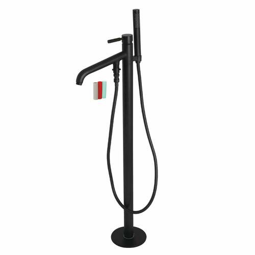 Kingston Brass KS8130DKL Kaiser Matte Black Freestanding Tub Faucet with Hand Shower