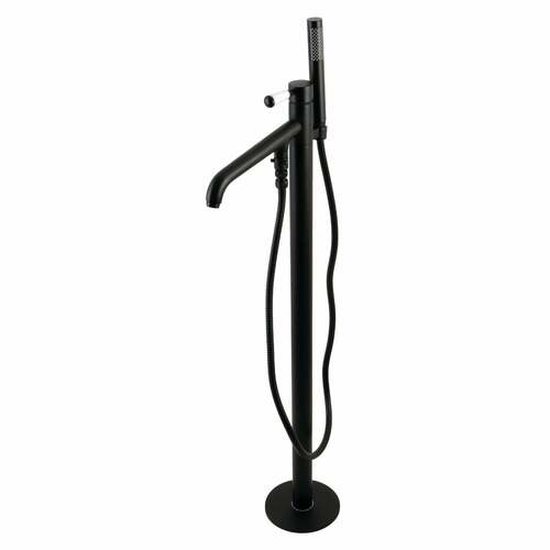 Kingston Brass KS8130DPL Paris Matte Black Freestanding Tub Faucet with Hand Shower