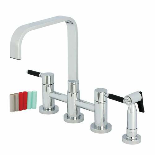 Kingston Brass KS8251DKLBS Kaiser Polished Chrome Kitchen Faucet with Brass Side Sprayer