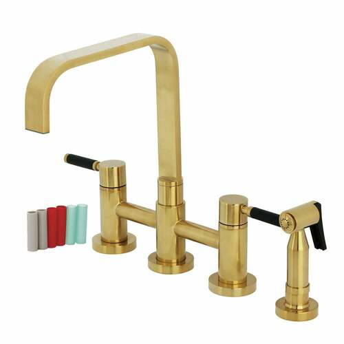 Kingston Brass KS8257DKLBS Kaiser Brushed Brass Kitchen Faucet with Side Sprayer