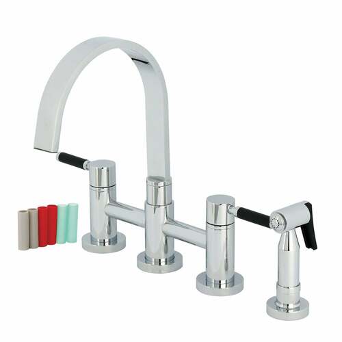 Kingston Brass KS8261DKLBS Kaiser Bridge Kitchen Faucet with Brass Sprayer, Polished Chrome