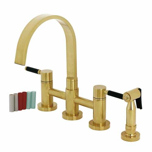 Kingston Brass KS8267DKLBS Kaiser Brushed Brass Kitchen Faucet with Side Sprayer