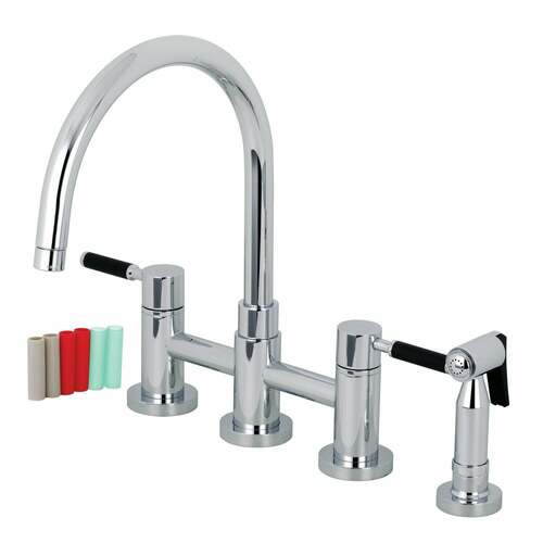 Kingston Brass KS8271DKLBS Kaiser Polished Chrome Kitchen Faucet with Brass Side Sprayer