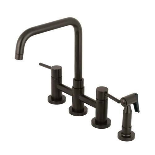 Kingston Brass KS8285DLBS Concord Bridge Kitchen Faucet with Brass Sprayer, Oil Rubbed Bronze