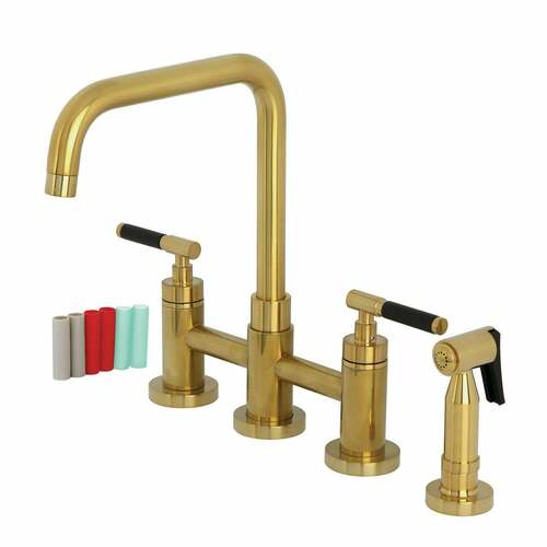 Kingston Brass KS8287CKLBS Kaiser Brushed Brass Kitchen Faucet with Side Sprayer