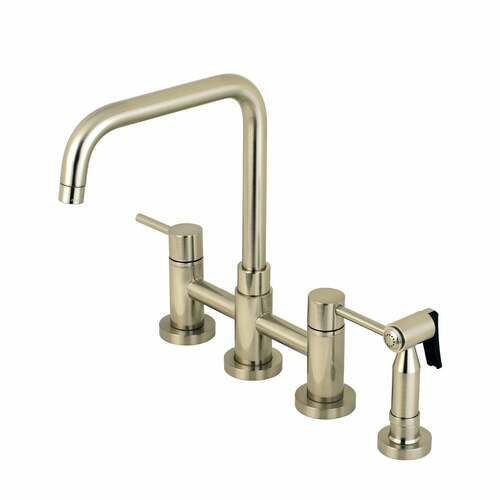 Kingston Brass KS8288DLBS Concord Bridge Brushed Nickel Kitchen Faucet with Brass Sprayer