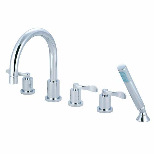 Kingston Brass KS83215DFL 5-Piece Polished Chrome Roman Tub Faucet with Hand Shower