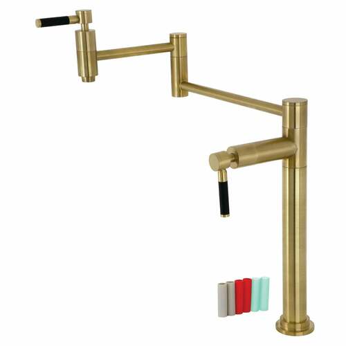 Kingston Brass KS8707DKL Kaiser Brushed Brass Deck Mount Pot Filler Faucet