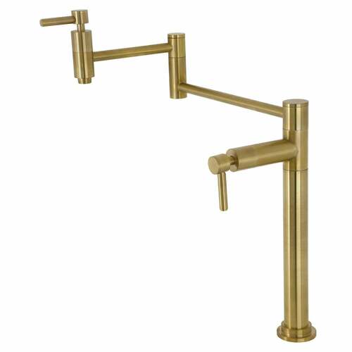 Kingston Brass KS8707DL Concord Brushed Brass Deck Mount Pot Filler Faucet