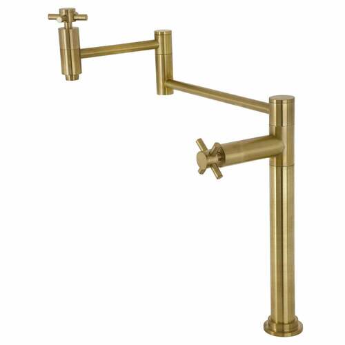 Kingston Brass KS8707DX Concord Brushed Brass Deck Mount Pot Filler Faucet