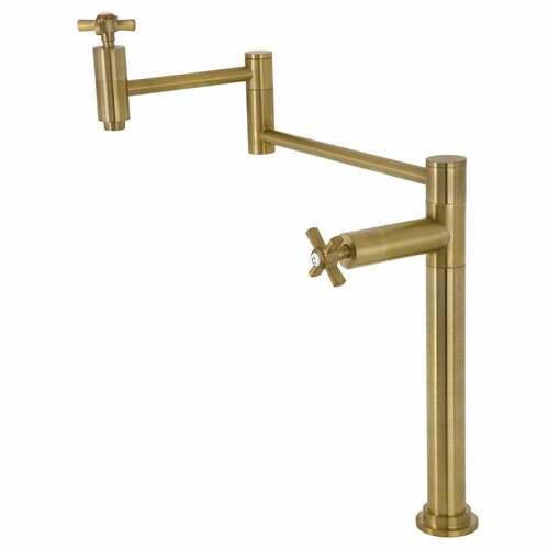 Kingston Brass KS8707ZX Millennium Brushed Brass Deck Mount Pot Filler Faucet